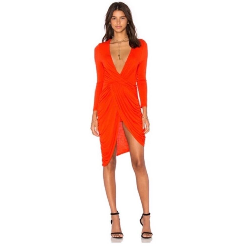 NWT StyleStalker Harlem Draped Plunge Dress Persimmon Small